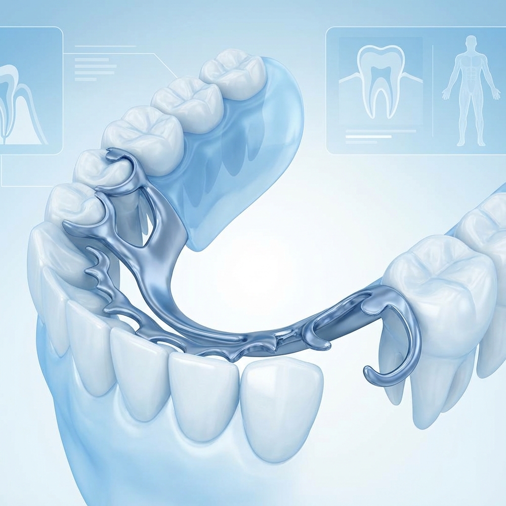 부분 틀니의 구조 - 금속 프레임과 인공치아